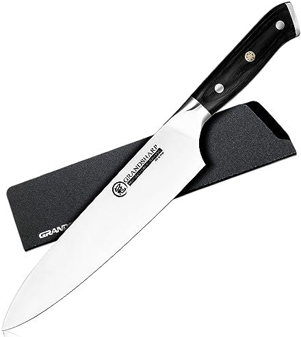 GRAND SHARP Profi Chefmesser Kochmesser 20cm Hochwertigem 1.4116 Deutscher Edelstahl Scharf Küchenmesser mit rrgonomischer Pakkaholz Griff