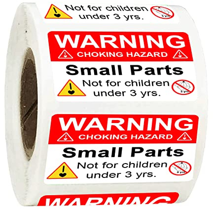 wootile Lot de 500 étiquettes d'avertissement de risque d'étouffement - 2,1 x 5,1 cm - Rouge - Petites pièces - Autocollants d'avertissement d'étouffement - Ne convient pas aux enfants de moins de 3