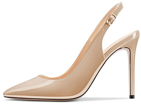 Saekcted Donna Alto High Tacco Heel Spillo Slingback Pumps Sexy Clear Cinturino alla Caviglia 10 CM Heels Sandali Feste Scarpe Beige 38 EU