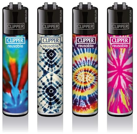 Clipper, set di 4 accendini (Tie Dye)