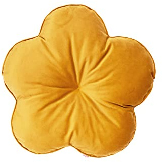 beties - Samt&Sonders Serie - Kissen Blume ca. 50 Ø cm; Blümchen-Kissen, Bodenkissen, Sitzkissen, Wohndekoration & Plüsch-Wurfkissen für Bett, Sofa, Sessel zur Deko-Stofftiere (Curry-senf)