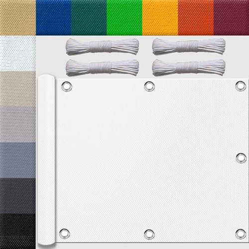 Ufamiluk sonnensegel 5.4x5m Balkon terrasse Windschutz groß klein mini Segeltuch wasserdicht balkonbespannung für terrassenüberdachung Balkon überdachung Weiß