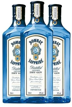 Ginebra Bombay Sapphire 70 cl (Caja de 3 Botellas de 70 cl)