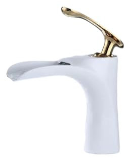Waschbecken Für Badezimmer Vollkupfer Schwarzgold Wasserhahn Badezimmer Warm- Und Kaltwassertisch Waschbecken Wasserhahn Waschbecken Wasserfall Wasserhahn Weiß + Gold Kurz