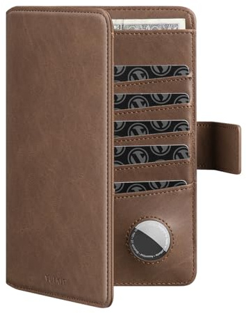 VULKIT Reisepasshülle RFID Blocker mit Airtag-Halter Ausweismappe Passport Hülle Leder Reisegeldbeutel für Herren oder Damen Reisepass Hülle Passport Cover Travel Essentials, Espresso