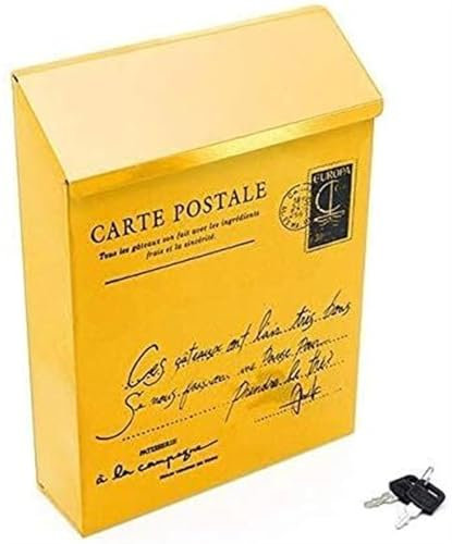 NEZIH Anti-Diebstahl-Briefkasten Retro American Pastoral Wandmontierter Briefkasten Mode Eimer Zeitungskästen Briefkasten Metall Briefpost Briefkasten Gartendekoration Briefkasten