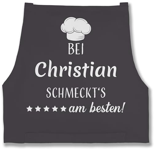 Geschenk mit Namen personalisiert by Shirtracer - Schürze - Kochschürze - Bei Name schmeckts am besten - Geschenke für Koch Köchin Hobbykoch Hobbyköchin
