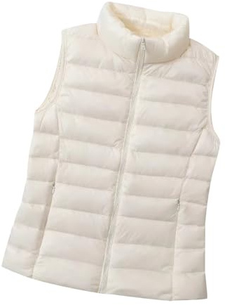 Doudoune Légère Femme Gilet sans Manches en Duvet - Veste Fine Matelassée Blouson Rembourré Manteau