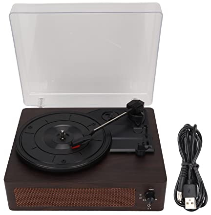 NDNCZDHC Giradischi con Altoparlante Incorporato, Grammofono Vintage con Trasmissione a Cinghia Giradischi Retrò a 3 Velocità Bluetooth Giradischi con Coperchio
