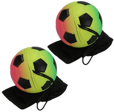 PATIKIL 2.5 Inch Sports Wrist Ball, 2Pcs Soccer Rubber Rebound Wristband Wrist Return Ball Sport on a String for Exercise Play, Mixed Colors