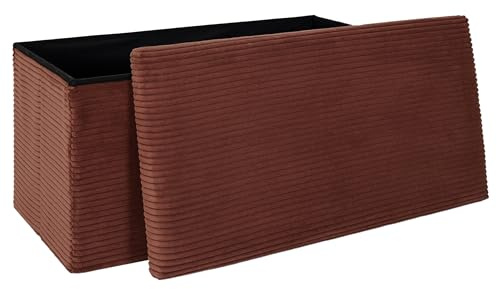HOME DECO FACTORY Coffre Banc Pliable Côtelé Scott Terra Terracotta