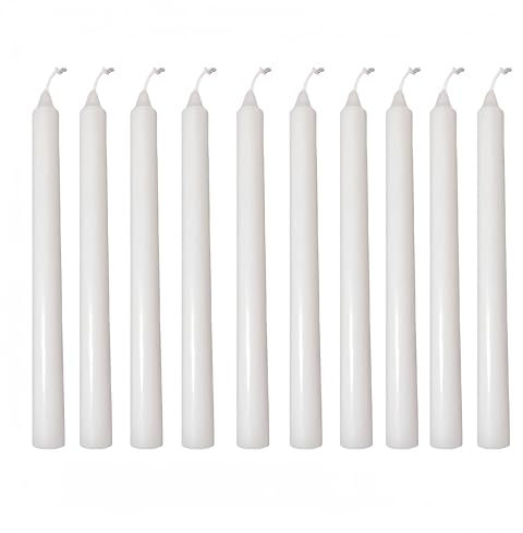 10 Kerzen 22 cm x2cm Durchmesser stabkerzen weiß, kerzen weiß, weiße Stabkerze, geeignet für Hochzeiten, Kirchen, hochzeitsdeko Candlelight-Dinner