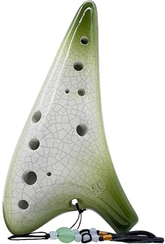 Zetong Legend of Zelda Ocarina Alto C de 12 agujeros con libro de texto y bolsa protectora, perfecta para principiantes y rendimiento profesional (verde degradado agrietado)