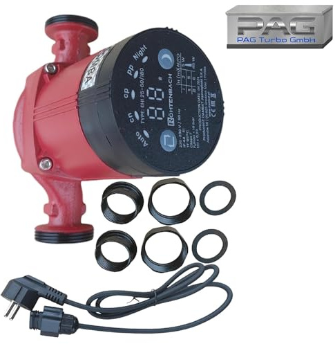 PAG Turbo GmbH® - Hocheffizienzpumpe Heizungspumpe Umwälzpumpe 25-40/180, 25-60/180, 25-60/130, 25-80/180, 32-80/180 (PAG - EHI 32-80/180)