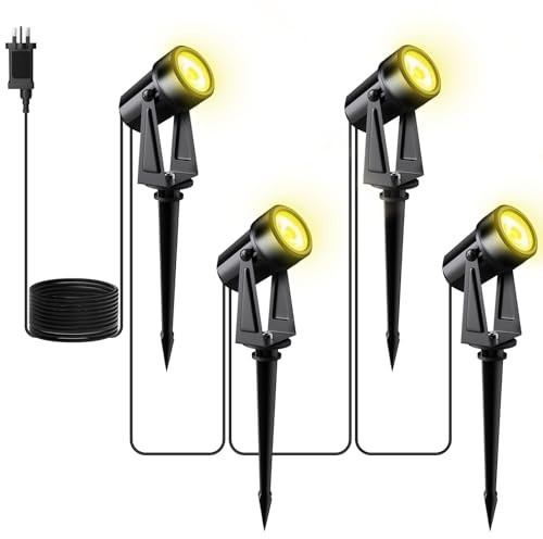 Dotrvmp Garden Spotlights Mains Powered IP65 Waterproof 14M 27V 200lm Landscape Lights with Adjustable Angle Pathway Lights Warm White 3000K with 4x2W LED for Yard Patio Walkway Path