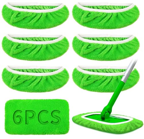 TXXATX 6 Stück Bodentücher Kompatibel für Swiffer Bodenwischer 25,4 x 11,5cm Feuchte Bodentücher Trocken Kompatibel für Swiffer Sweeper Mop Wiederverwendbare Bodentücher Feucht für Böden Fenstern