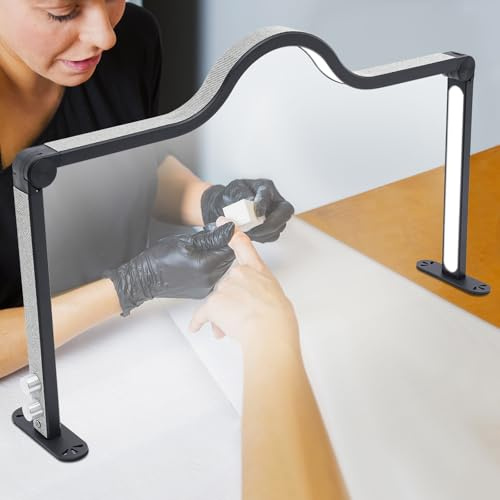 JAYEUW Halbmondlicht für Nägel LED-Tischlampe 48W LED-Wimpernlicht Nagel-Schreibtischlampe Maniküre Tisch Lampe Dimmbar 3000K-6000K Faltbare Nageltisch Lampe für Schönheit Wimpern (Schwarz)