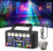 BrightWish Luces discoteca RGBW & UV con 27 LED y DMX, láser discoteca 3 en 1 con 6 LEDs blancos de 2W, luz estroboscópica y UV, efectos dinámicos para DJ, fiestas y eventos