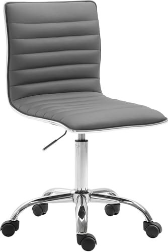 CLP Arbeitshocker höhenverstellbar Alamosa, ergonomischer Rollhocker mit Rückenlehne, Kunstlederbezug, drehbar Ideal für Büro & Praxis, Farbe:grau