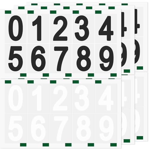 Keboyoe 60 Pezzi Numeri Riflettenti Numero 7.4 cm Adesivi Impermeabili Vinile 0-9 Adesivo Per Cassetta Postale Pattumiera Porta Finestra