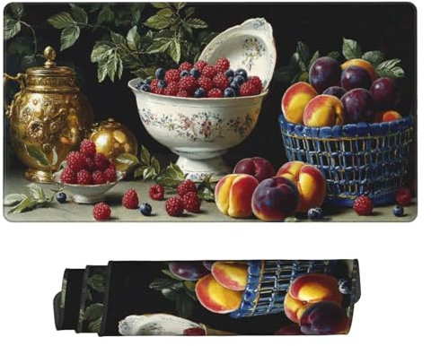 Tapis de Souris Gamer XXL 1600x800x3mm Tapis de Souris Fruits Tapis Souris Gaming Accessoire Améliore la Précision et la Vitesse Tapis de Souris étendu Grand Mouse Pad pour Gamer et Bureau Decor s1031