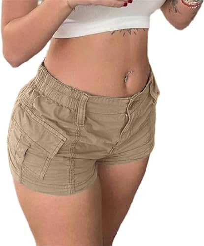 IWOLLENCE Short de travail stretch pour femme avec poches cargo