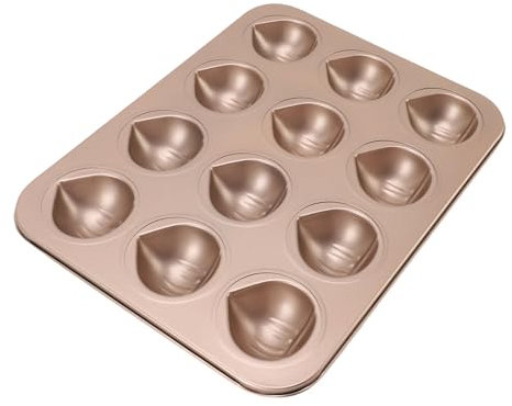 12 Fori Telaio da Forno a Muffin Non Bastoncini, Padella di Cioccolato con Acciaio Carbonio Antico per Budini, Dessert, Realizzati per Uso Domestico e Professionale