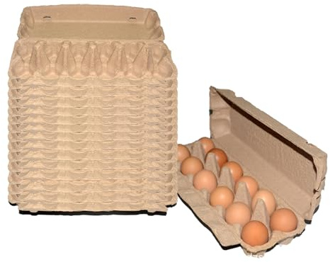 CUCUFA 15 Piezas de cartones de Huevo, Soporte de Huevo de 12 Cuentas Anti-colisionsturdy Kraft Paper Pulp Bandeo de Almacenamiento almacenar Huevos adicionales para refrigerador, cartones reu