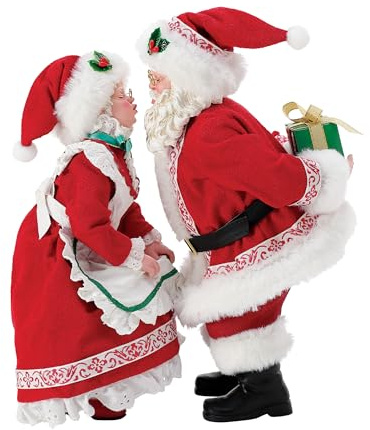 Department 56 Possible Dreams Christmas Traditions Santa and Mrs. Claus Northpole Sweethearts Figurine Set, 10 Inch, Multicolor