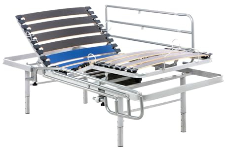 Geriafy - Letto Elettrico Regolabile in 4 Altezze | Gambe Regolabili, Struttura Rinforzata con Sponde Abatibili (80x200 cm, Telecomando Wireless)