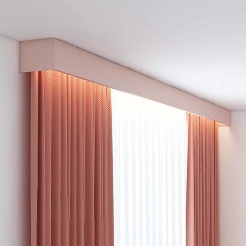 Generisch Rosa Vorhang-Querbehang-Box für Mädchen – 3-in-1-Vorhangschienensystem zur Decken- und Wandmontage mit Doppelschienen und Volant, perfekt für Kinderzimmer (91,5 cm)