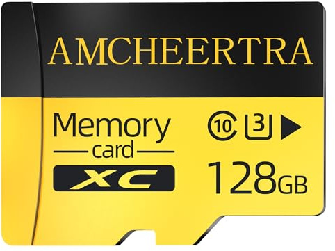 AMCHEERTRA Scheda MicroSDXC da 128 GB, UHS-I, U3, A2, fino a 180/140 MB/s, scheda di memoria ad alta velocità per smartphone, droni, action camera, console di gioco
