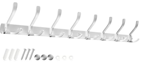 Sevenpers 3-in-1 Garderobenhaken Edelstahl Kleiderhaken mit 24 Haken | Garderobenleiste für Jacken, Mäntel, Taschen, Hüte, Schlüssel – Hakenleiste Wandgarderobe für Garderobe, Flur, Bad