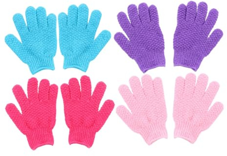 Veemoon 8 Piezas Guantes Exfoliantes Para Ducha Limpieza Profunda y Eliminación De Piel Muerta Toallas De Lavado Tipo Guante Para Scrub