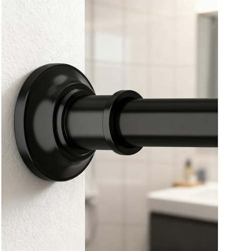 Poskena Schwarz Teleskop-Klemmstange,28mm Gardinenstange Ohne Bohren