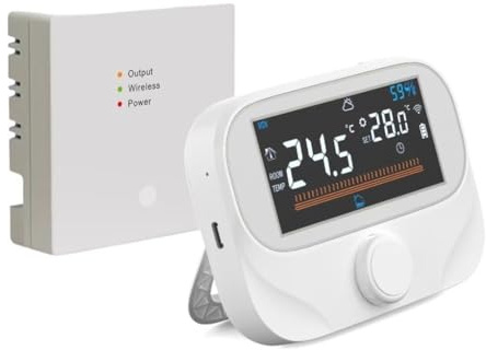 Thermostat de chaudière sans fil WiFi intelligent, contrôleur de chauffage programmable pour chaudière à gaz/eau avec récepteur RF économie d'énergie et antigel pour Tuya (WiTH3)