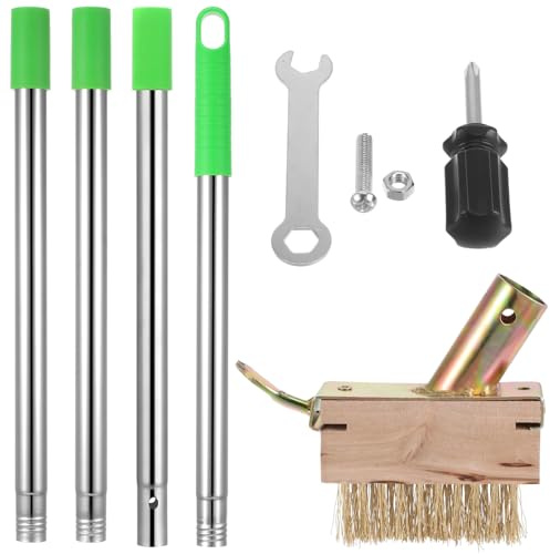ibasenice Brosse Désherbage Manuelle avec Manche Extensible et Brosse Métallique pour Fissures de Jardin Allées et Nettoyage Extérieur