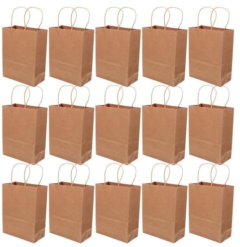 LOLIPPYY Bolsas de Papel Kraft para Panadería con Asas 40 Unidades Tamaño 21X16X8 CM Bolsa Ecológica para Envasar Pan Dulces y Regalos Base Reforzada para Transporte Seguro Adecuado