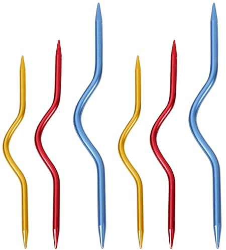 Juego de 6 agujas para tejer – Agujas de alambre para calcetines, bufandas y guantes | Agujas trenzadas de aluminio con guía profesional