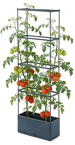 Maceta de tomate con enrejado, contenedor de cultivo vertical, de soporte para tomates con enrejado, para patio, balcón, terraza, porche, sala de estar, hogar, apartamento, jardín, invernadero