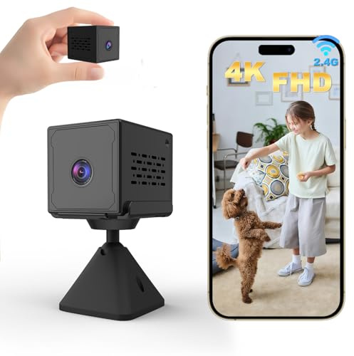 Spy Camera, 4K Ultra HD Mini Camera, WiFi/No WiFi Security Camera for Home, 2000mAh Long Battery Life, Clear Night Vision&AI Motion Detection, Spy Hidden Camera for Indoor/Outdoor Use(Stain Black)