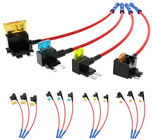Joinfworld 16pcs Fuse Taps Low Profile,4 Type Piggy Back Fuse & Connector