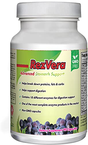 #1 Best All Natural Digestive Supplement for IBS Irritable Bowel Syndrome Stomach Bloating Gas Diarrhea Heartburn Acid Reflux Constipation Indigestion - RezVera 90 Capsules