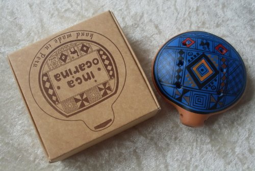 SC Ocarina, traditionelle peruanische Flöte, Fairtrade, Marineblau, Messing, Bes, Ocarina