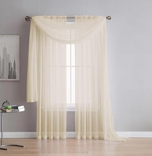 John Aird Voile Window Scarf Pelmet 150cm x 500cm (Cream)