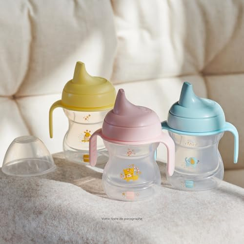 MAM - Tasse d’apprentissage – Tasse à bec 6+ mois 190 ml (coloris aléatoire) – Tasse pour bébé avec poignées ergonomiques
