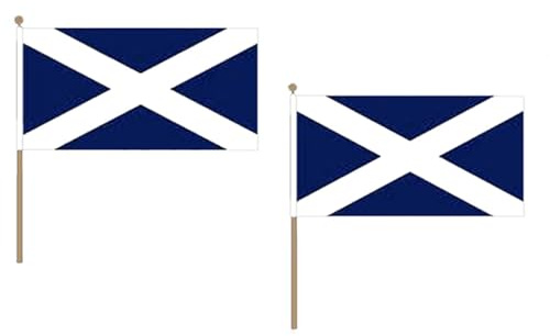 AZ FLAG Pacco 10 Bandiere Scozia 45x30cm con Asta di Legno - Bandiera Scozzese 30 x 45 cm