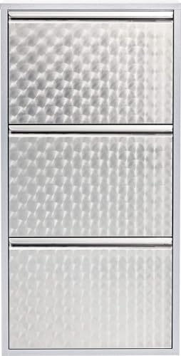Kare Design Schuhschrank Caruso, Silber, 103x50x14 cm | bis 10 kg belastbar, für 10 Paar Schuhe, Wandmontage, Schuhkipper, Schuhregal, Schuhkommode, flach, platzsparend, Stahl, Flur