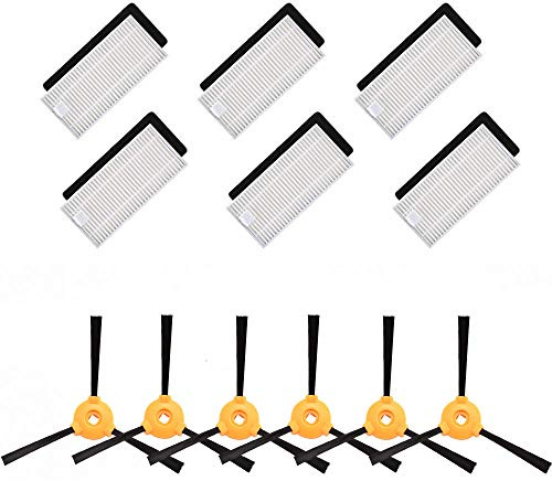 iAmoy Ersatz Zubehör Set,6 * Seitenbürste + 6 * HEPA Filter + 6 * Schwamm,kompatibel mit Ecovacs Deebot 500/600/601/605 Staubsauger