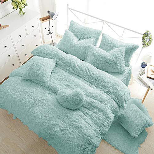Teddy Bear Fleece Warm & Cozy Bedding Bedroom Collection (Duck Egg, King Extra Deep 16/40cm Fitted Sheet)